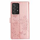For Samsung Galaxy A72 5G Butterflies and Flowers Leather Phone Case(Rose Gold) - 3