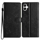 For Samsung Galaxy A06 4G Butterflies and Flowers Leather Phone Case(Black) - 1