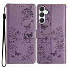 For Samsung Galaxy A36 5G Butterflies and Flowers Leather Phone Case(Purple) - 1