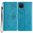 For Samsung Galaxy M33 Butterflies and Flowers Leather Phone Case(Blue) - 1