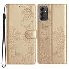 For Samsung Galaxy M52 5G Butterflies and Flowers Leather Phone Case(Gold) - 1