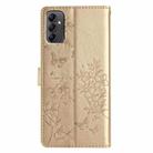 For Samsung Galaxy M52 5G Butterflies and Flowers Leather Phone Case(Gold) - 3