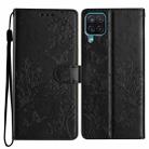 For Samsung Galaxy M53 Butterflies and Flowers Leather Phone Case(Black) - 1