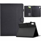 For Lenovo Tab M9 TB-310FU Solid Color Fiber Texture Smart Tablet Leather Case(Black) - 1