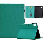 For Lenovo Tab P11 Gen 2 Solid Color Fiber Texture Smart Tablet Leather Case(Lake Green) - 1