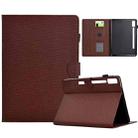 For Lenovo Tab P12 Solid Color Fiber Texture Smart Tablet Leather Case(Brown) - 1