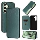 For Samsung Galaxy S24 FE 5G Carbon Fiber Texture Flip Leather Phone Case(Green) - 1