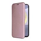 For Samsung Galaxy S25+ 5G Carbon Fiber Texture Flip Leather Phone Case(Pink) - 2