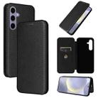 For Samsung Galaxy S25+ 5G Carbon Fiber Texture Flip Leather Phone Case(Black) - 1