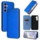 For Samsung Galaxy S25+ 5G Carbon Fiber Texture Flip Leather Phone Case(Blue) - 1