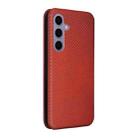 For Samsung Galaxy S25+ 5G Carbon Fiber Texture Flip Leather Phone Case(Brown) - 3