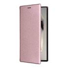 For Samsung Galaxy S25 Ultra 5G Carbon Fiber Texture Flip Leather Phone Case(Pink) - 2