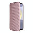 For Samsung Galaxy S25 5G Carbon Fiber Texture Flip Leather Phone Case(Pink) - 2