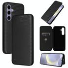 For Samsung Galaxy S25 5G Carbon Fiber Texture Flip Leather Phone Case(Black) - 1