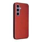 For Samsung Galaxy S25 5G Carbon Fiber Texture Flip Leather Phone Case(Brown) - 3