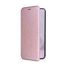 For Samsung Galaxy S25 Edge 5G Carbon Fiber Texture Flip Leather Phone Case(Pink) - 2