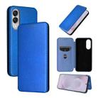 For Samsung Galaxy S25 Edge 5G Carbon Fiber Texture Flip Leather Phone Case(Blue) - 1