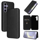 For Samsung Galaxy S25 FE 5G Carbon Fiber Texture Flip Leather Phone Case(Black) - 1