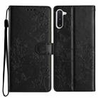 For Samsung Galaxy Note10 Butterflies and Flowers Leather Phone Case(Black) - 1