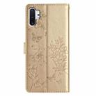 For Samsung Galaxy Note10+ Butterflies and Flowers Leather Phone Case(Gold) - 3