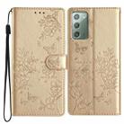 For Samsung Galaxy Note20 Butterflies and Flowers Leather Phone Case(Gold) - 1