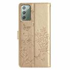 For Samsung Galaxy Note20 Butterflies and Flowers Leather Phone Case(Gold) - 3