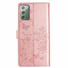 For Samsung Galaxy Note20 Butterflies and Flowers Leather Phone Case(Rose Gold) - 3