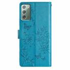 For Samsung Galaxy Note20 Butterflies and Flowers Leather Phone Case(Blue) - 3