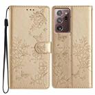 For Samsung Galaxy Note20 Ultra Butterflies and Flowers Leather Phone Case(Gold) - 1