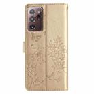 For Samsung Galaxy Note20 Ultra Butterflies and Flowers Leather Phone Case(Gold) - 3