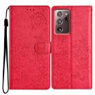 For Samsung Galaxy Note20 Ultra Butterflies and Flowers Leather Phone Case(Red) - 1