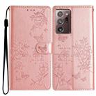 For Samsung Galaxy Note20 Ultra Butterflies and Flowers Leather Phone Case(Rose Gold) - 1