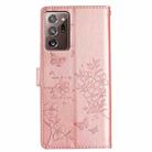 For Samsung Galaxy Note20 Ultra Butterflies and Flowers Leather Phone Case(Rose Gold) - 3