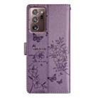 For Samsung Galaxy Note20 Ultra Butterflies and Flowers Leather Phone Case(Purple) - 3