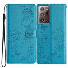 For Samsung Galaxy Note20 Ultra Butterflies and Flowers Leather Phone Case(Blue) - 1