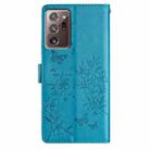 For Samsung Galaxy Note20 Ultra Butterflies and Flowers Leather Phone Case(Blue) - 3