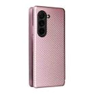 For Samsung Galaxy Z Fold6 Carbon Fiber Texture Flip Leather Phone Case(Pink) - 3