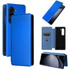 For Samsung Galaxy Z Fold6 Carbon Fiber Texture Flip Leather Phone Case(Blue) - 1