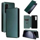 For Samsung Galaxy Z Fold6 Carbon Fiber Texture Flip Leather Phone Case(Green) - 1