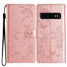 For Samsung Galaxy S10 Butterflies and Flowers Leather Phone Case(Rose Gold) - 1
