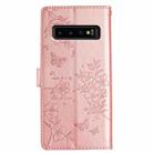 For Samsung Galaxy S10 Butterflies and Flowers Leather Phone Case(Rose Gold) - 3