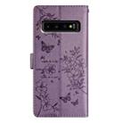 For Samsung Galaxy S10 Butterflies and Flowers Leather Phone Case(Purple) - 3