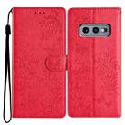 For Samsung Galaxy S10e Butterflies and Flowers Leather Phone Case(Red) - 1