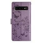 For Samsung Galaxy S10+ Butterflies and Flowers Leather Phone Case(Purple) - 3