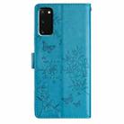 For Samsung Galaxy S20 Butterflies and Flowers Leather Phone Case(Blue) - 3