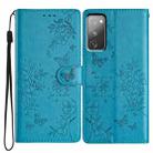For Samsung Galaxy S20 FE Butterflies and Flowers Leather Phone Case(Blue) - 1