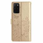 For Samsung Galaxy S20+ Butterflies and Flowers Leather Phone Case(Gold) - 3