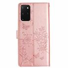 For Samsung Galaxy S20+ Butterflies and Flowers Leather Phone Case(Rose Gold) - 3