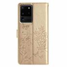 For Samsung Galaxy S20 Ultra Butterflies and Flowers Leather Phone Case(Gold) - 3