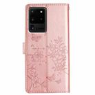 For Samsung Galaxy S20 Ultra Butterflies and Flowers Leather Phone Case(Rose Gold) - 3